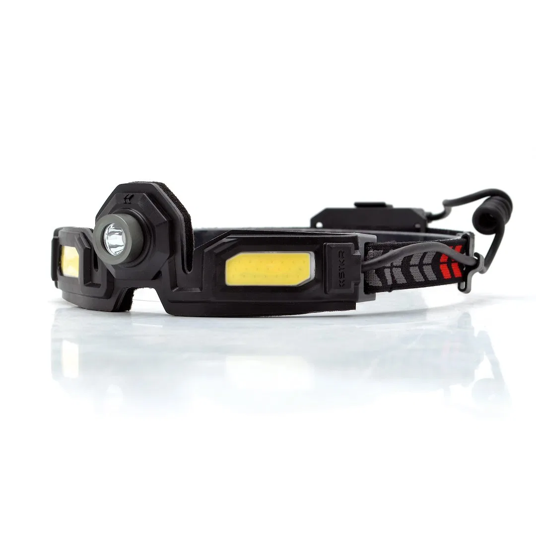 14204 – STKR CONCEPT Flashlight, Headband Adjustable Spotlight CREE LED Clear Lens 300 Lumens Black And Gray Strap 8....